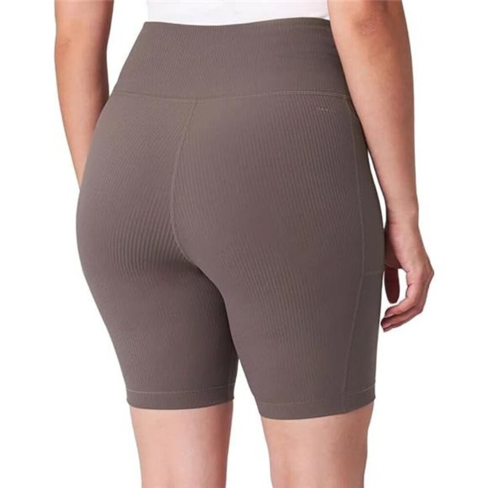 Mondetta Womens Active Midweight Ribbed Bike Short (Brown, X-Small) - Picture 2 of 4